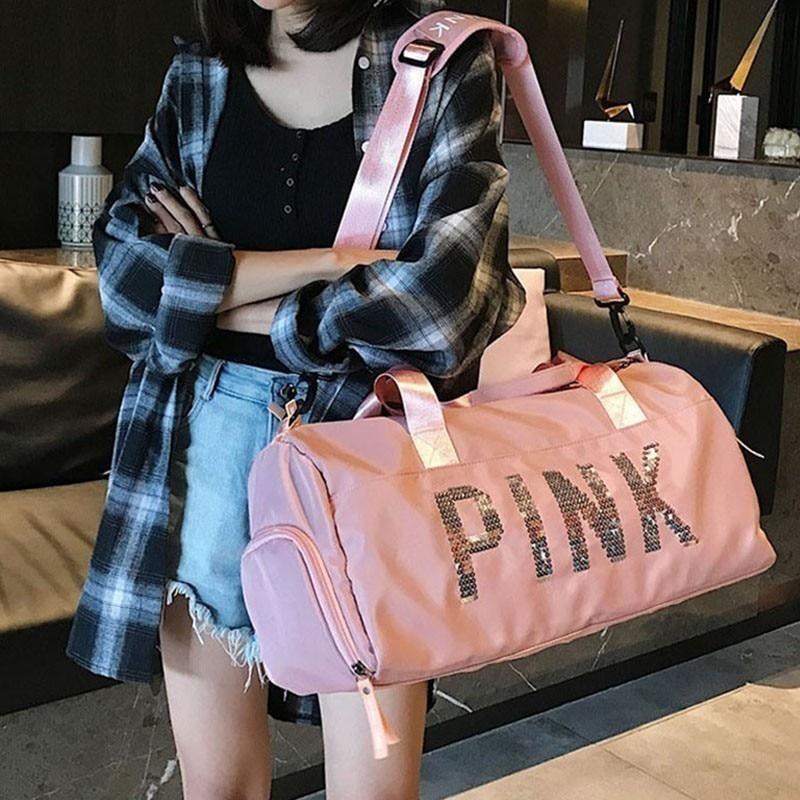 Sportovní dámská taška pink flitry