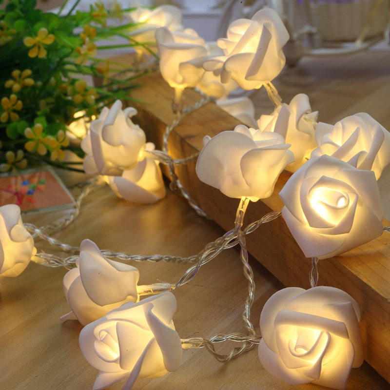LED světelný řetěz s růžemi