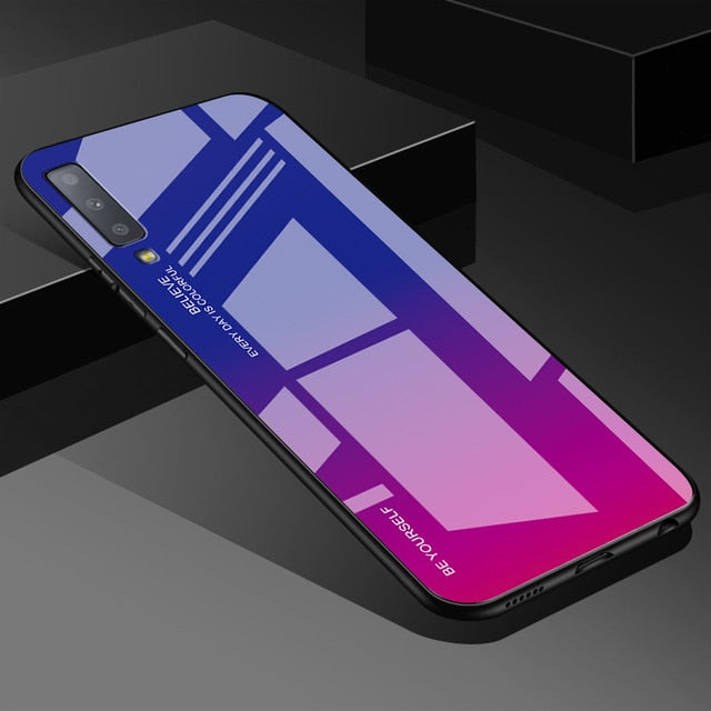 Zadní ochranné tvrzené sklo pro Samsung fialovo-modrá