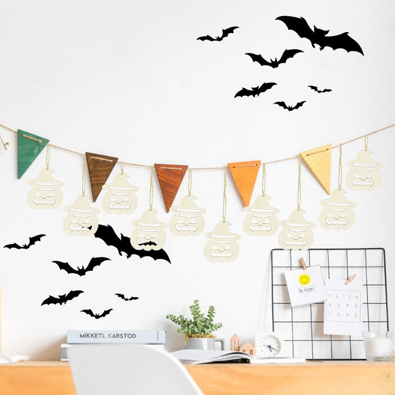 10 ks dřevěných halloweenských dekorací